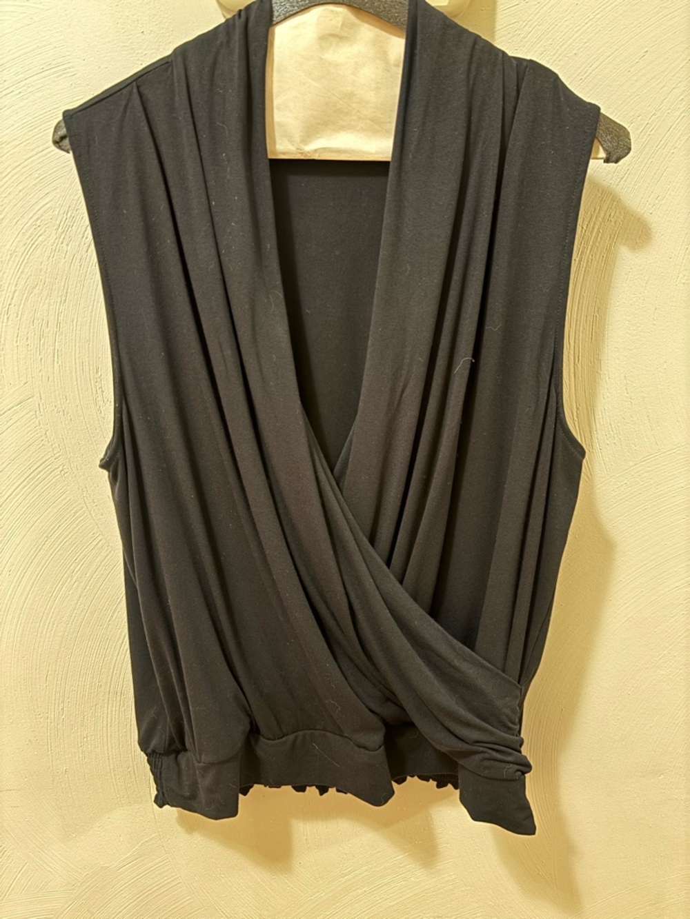 Ann Taylor Black Draped Sleeveless Wrap Top